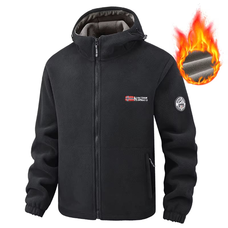 Men's High-Quality Hooded Fleece Jacket for Autumn and Winter - Windproof Tactical Zip Coat for Outdoor Sports