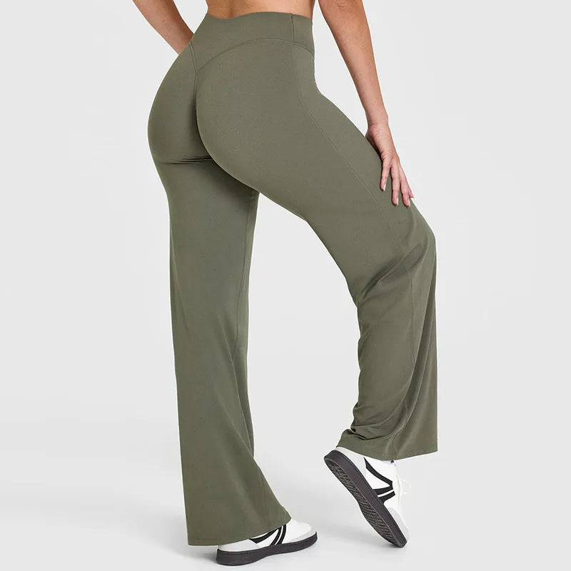 Women's Mid-Waist Straight-Leg Yoga Pants in Ultra Soft Butter Fabric for Pilates, Running, and Gym Activities