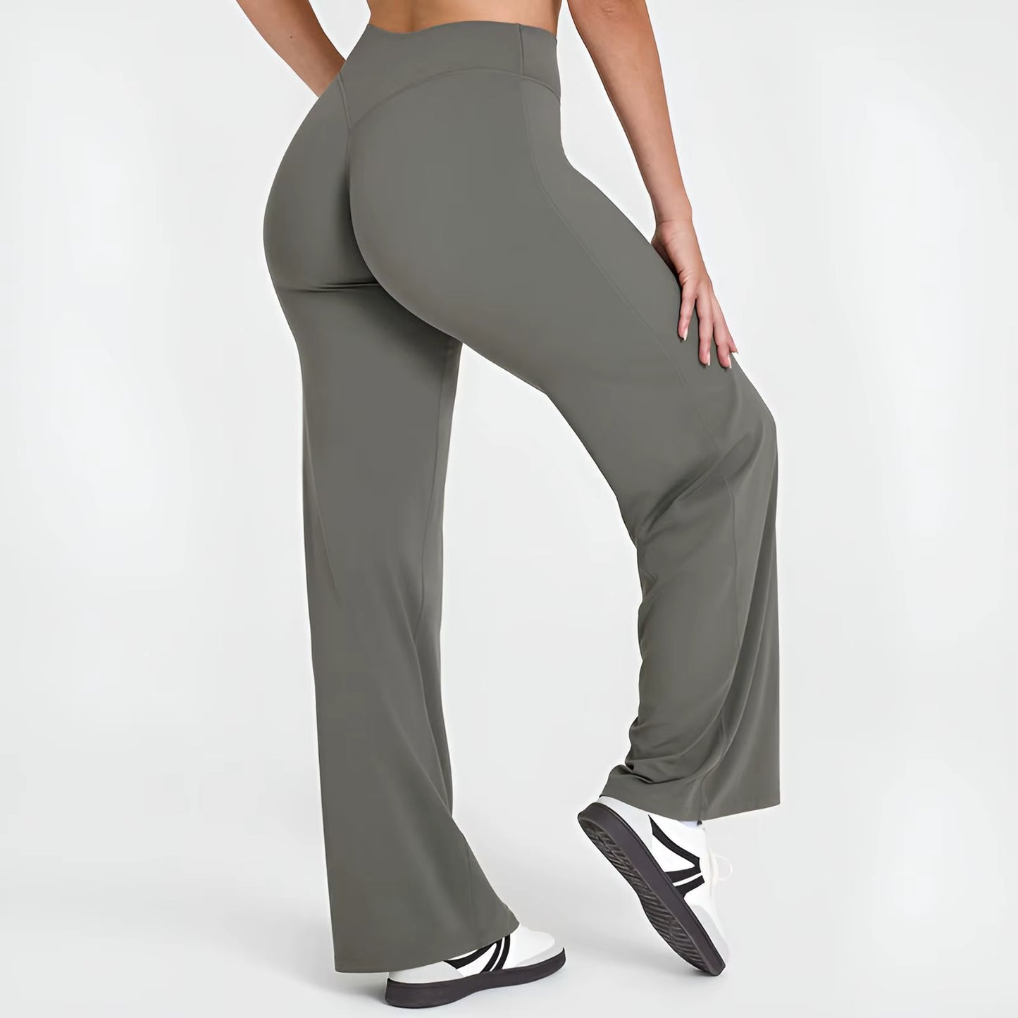 Women's Mid-Waist Straight-Leg Yoga Pants in Ultra Soft Butter Fabric for Pilates, Running, and Gym Activities