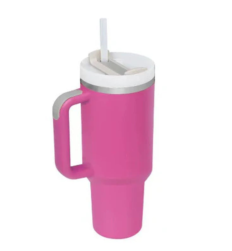 Stay Hydrated in Style: 40 Oz Insulated Stainless Steel Tumbler with Handle and Straw - Spill-Proof Vacuum Coffee Cup