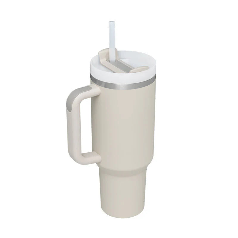 Stay Hydrated in Style: 40 Oz Insulated Stainless Steel Tumbler with Handle and Straw - Spill-Proof Vacuum Coffee Cup