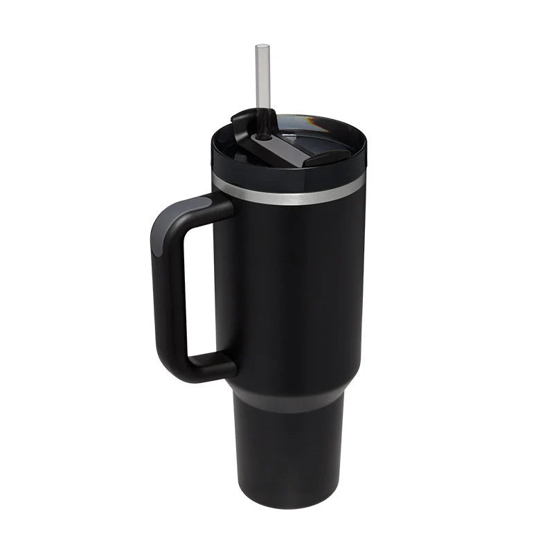 Stay Hydrated in Style: 40 Oz Insulated Stainless Steel Tumbler with Handle and Straw - Spill-Proof Vacuum Coffee Cup