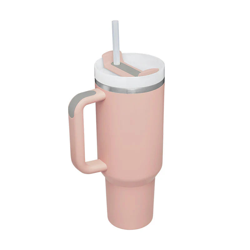 Stay Hydrated in Style: 40 Oz Insulated Stainless Steel Tumbler with Handle and Straw - Spill-Proof Vacuum Coffee Cup