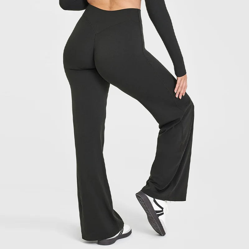 Women's Mid-Waist Straight-Leg Yoga Pants in Ultra Soft Butter Fabric for Pilates, Running, and Gym Activities