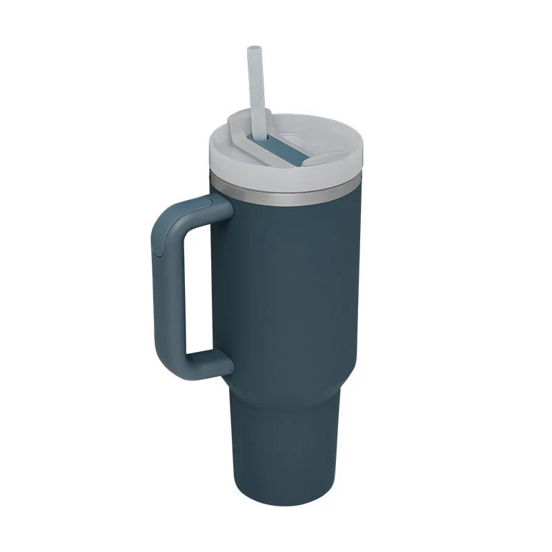 Stay Hydrated in Style: 40 Oz Insulated Stainless Steel Tumbler with Handle and Straw - Spill-Proof Vacuum Coffee Cup