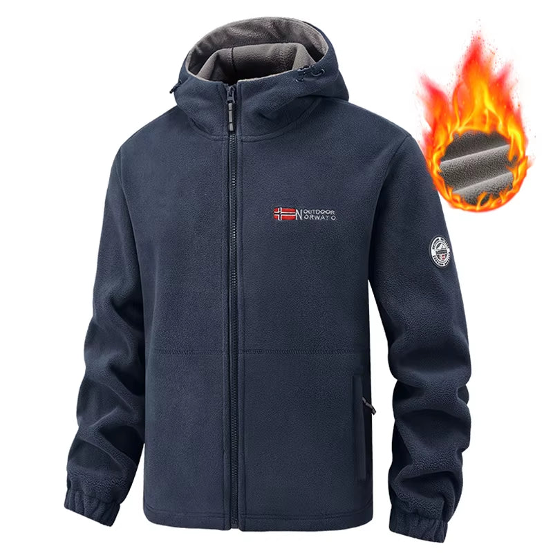 Men's High-Quality Hooded Fleece Jacket for Autumn and Winter - Windproof Tactical Zip Coat for Outdoor Sports