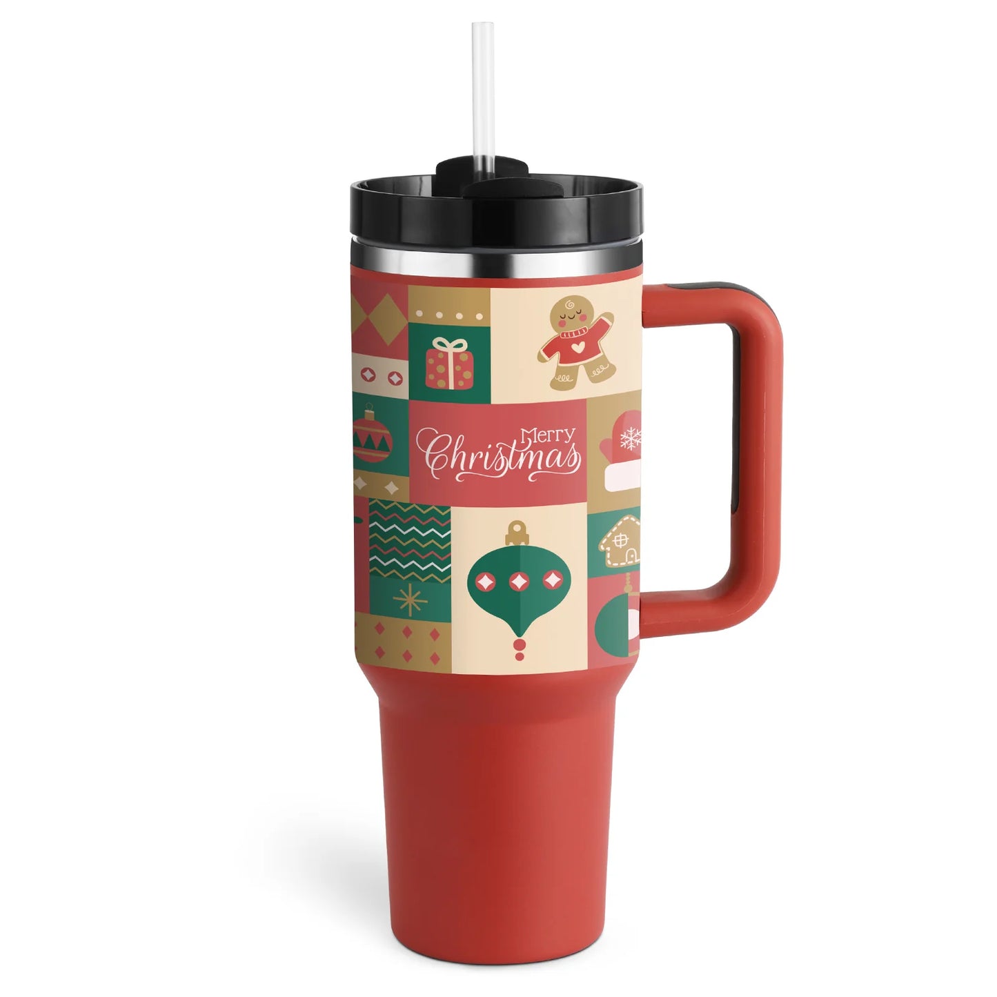 Stay Hydrated in Style: 40 Oz Insulated Stainless Steel Tumbler with Handle and Straw - Spill-Proof Vacuum Coffee Cup