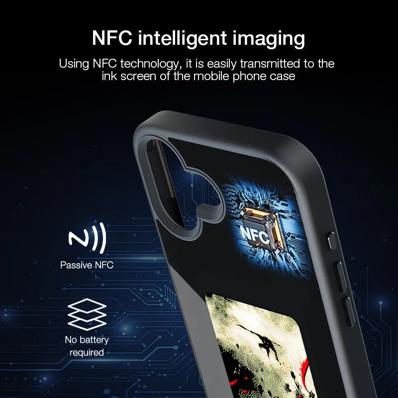 Smartphone Cases with NFC Functionality for iPhone 13, 15, and 16 Pro Max - E Ink Screen for DIY Wireless Transmission and Screen Projection