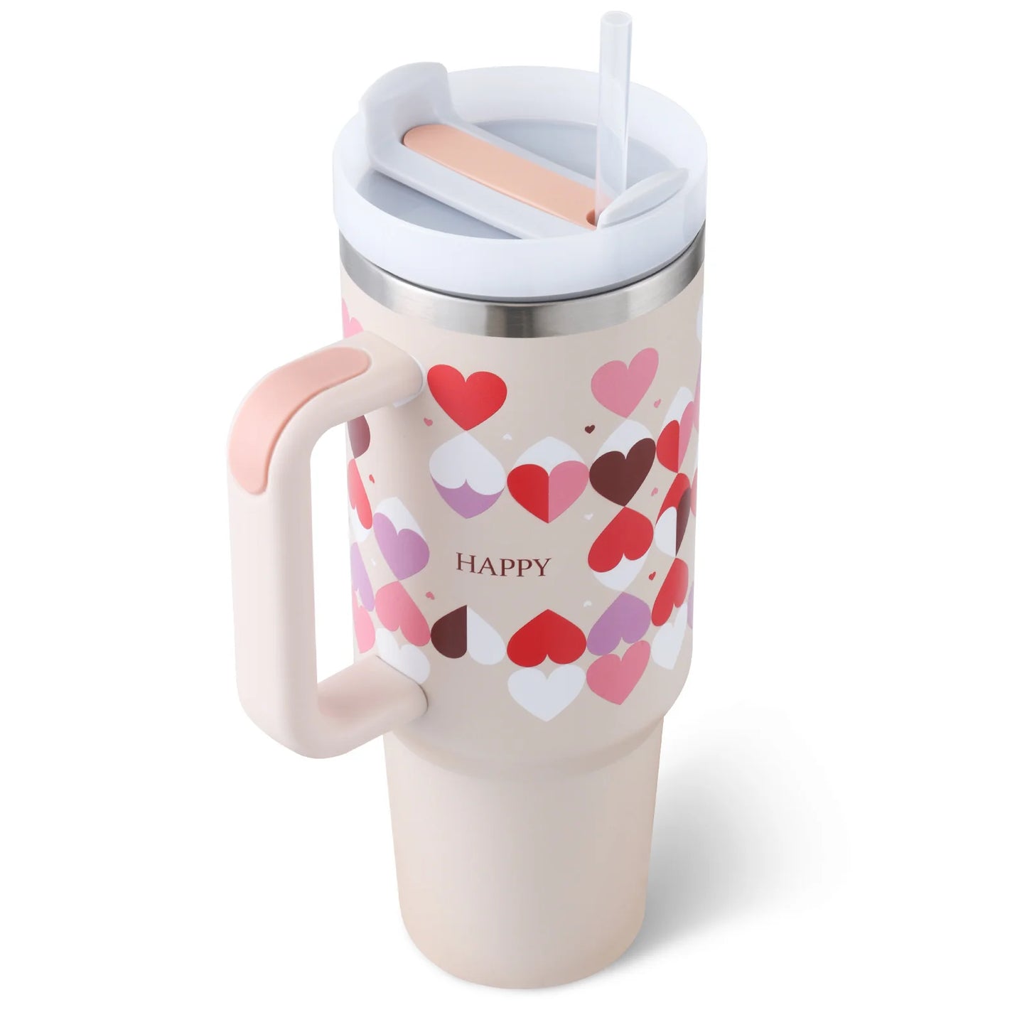 Stay Hydrated in Style: 40 Oz Insulated Stainless Steel Tumbler with Handle and Straw - Spill-Proof Vacuum Coffee Cup