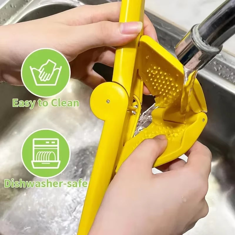 Max Juice Extraction Lemon Lime Squeezer with Built-in Strainer and Leverage Design - Easy-to-Use Flat Squeezer in Yellow