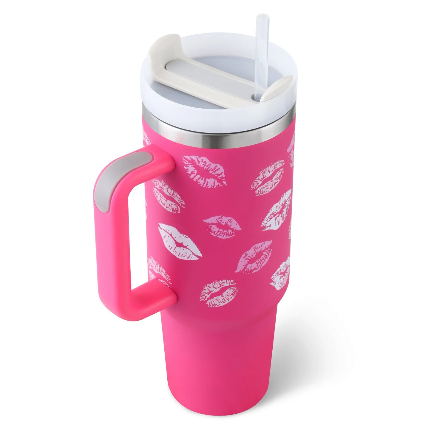 Stay Hydrated in Style: 40 Oz Insulated Stainless Steel Tumbler with Handle and Straw - Spill-Proof Vacuum Coffee Cup