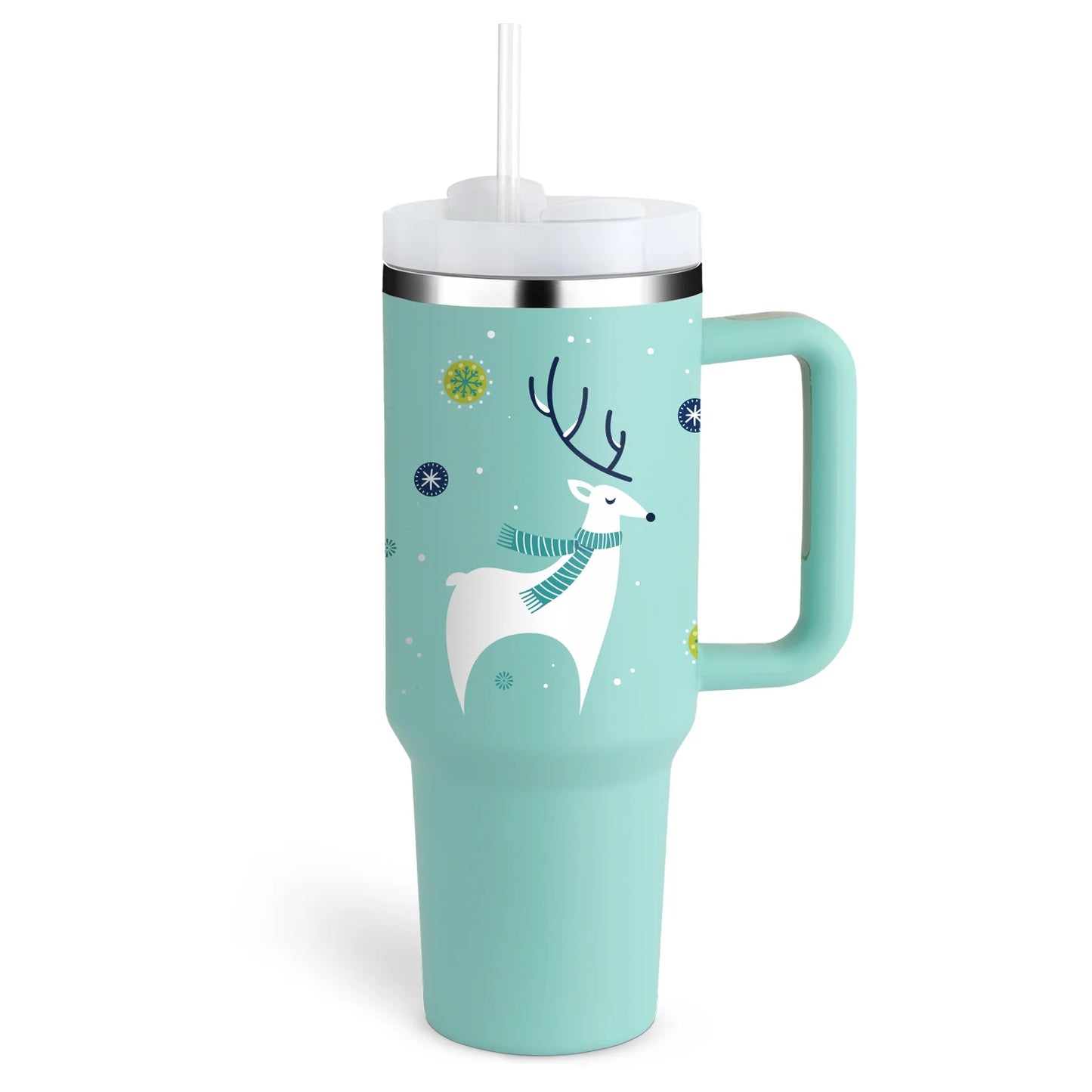Stay Hydrated in Style: 40 Oz Insulated Stainless Steel Tumbler with Handle and Straw - Spill-Proof Vacuum Coffee Cup