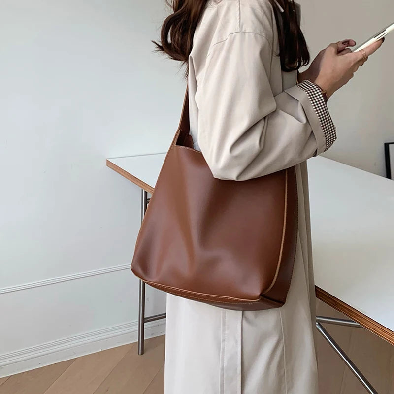 All-Match Women's Shoulder Bag - Minimalist PU Leather Crossbody Handbag for Work