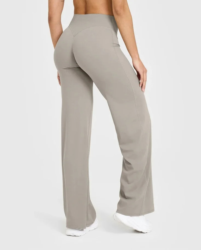 Women's Mid-Waist Straight-Leg Yoga Pants in Ultra Soft Butter Fabric for Pilates, Running, and Gym Activities