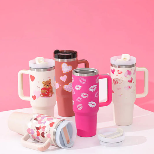 Stay Hydrated in Style: 40 Oz Insulated Stainless Steel Tumbler with Handle and Straw - Spill-Proof Vacuum Coffee Cup