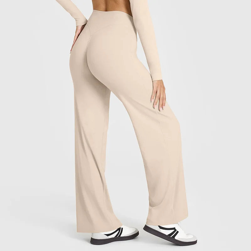 Women's Mid-Waist Straight-Leg Yoga Pants in Ultra Soft Butter Fabric for Pilates, Running, and Gym Activities