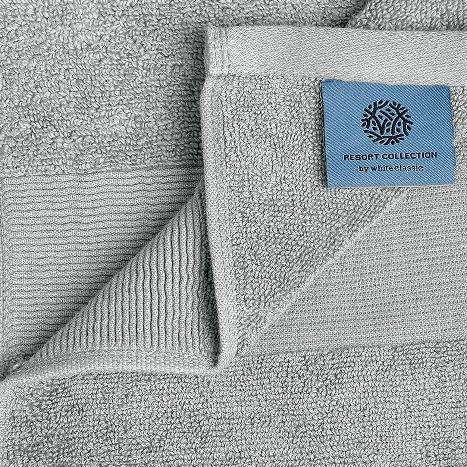 4 Pack Resort Collection Soft Bath Towels 28X55 in Hotel Plush Cotton Light Grey