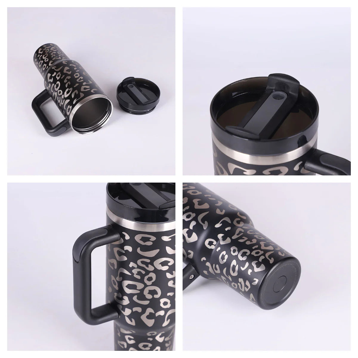 Stay Hydrated in Style: 40 Oz Insulated Stainless Steel Tumbler with Handle and Straw - Spill-Proof Vacuum Coffee Cup