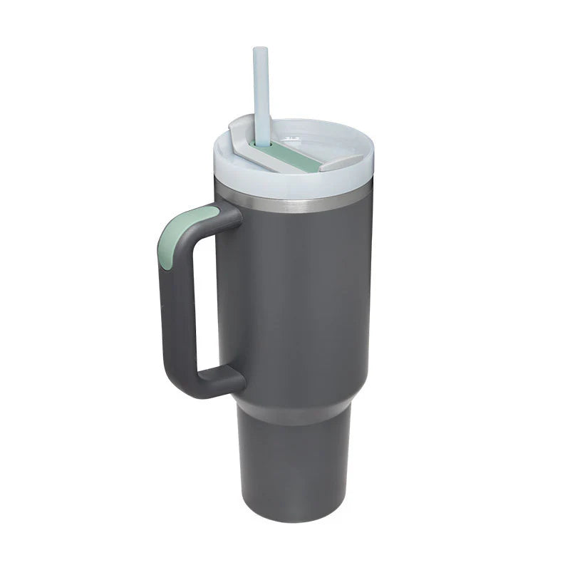 Stay Hydrated in Style: 40 Oz Insulated Stainless Steel Tumbler with Handle and Straw - Spill-Proof Vacuum Coffee Cup