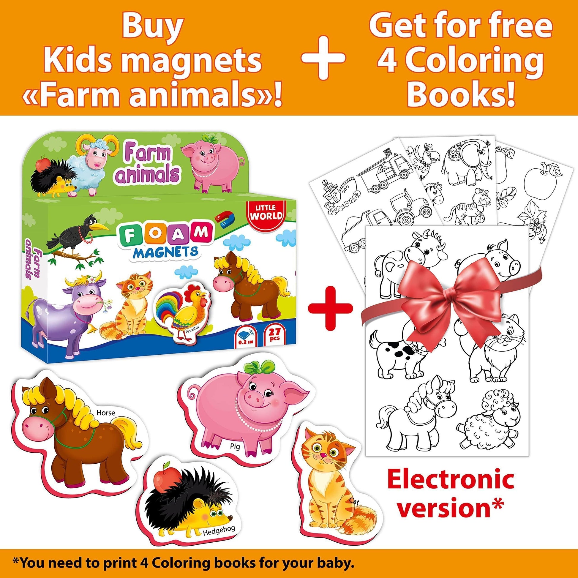 27 Foam Fridge Magnets for Toddlers 3 Years Farm Animals Magnets for Kids