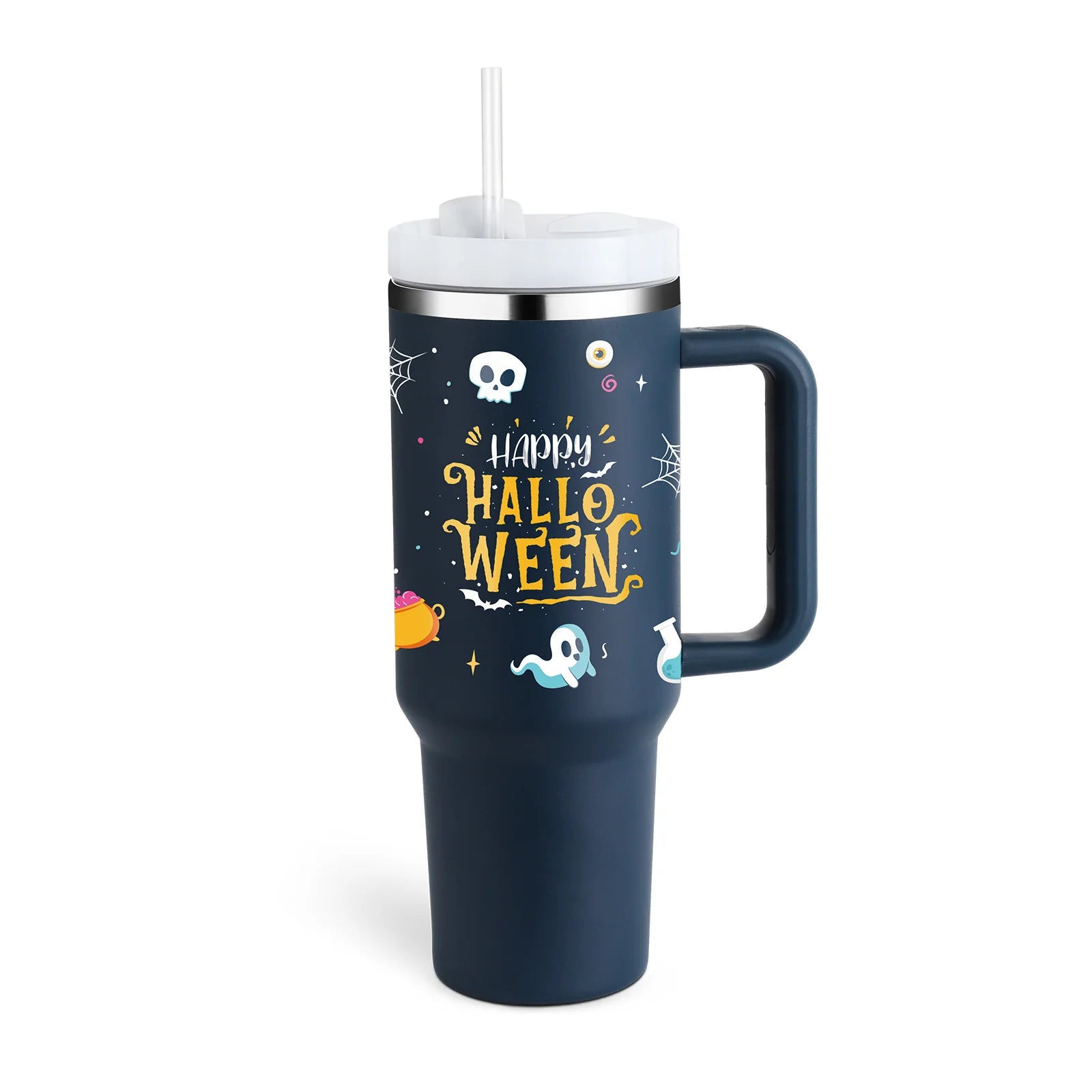 Stay Hydrated in Style: 40 Oz Insulated Stainless Steel Tumbler with Handle and Straw - Spill-Proof Vacuum Coffee Cup