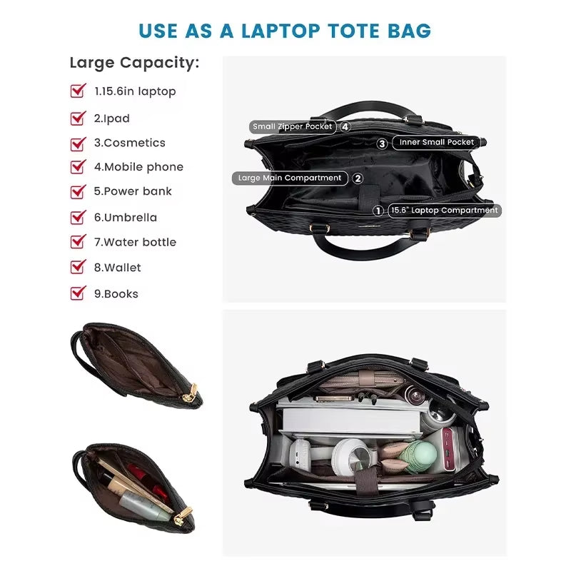 Dual-Function Insulated Lunch Tote Bag for Women - Versatile Waterproof Travel and Makeup Pouch