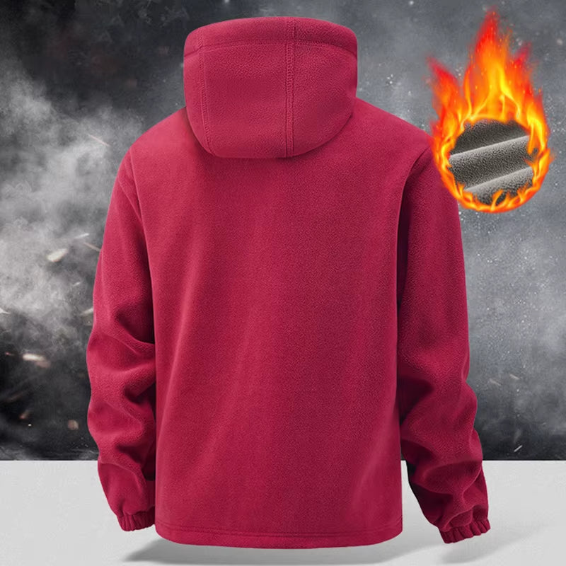 Men's High-Quality Hooded Fleece Jacket for Autumn and Winter - Windproof Tactical Zip Coat for Outdoor Sports