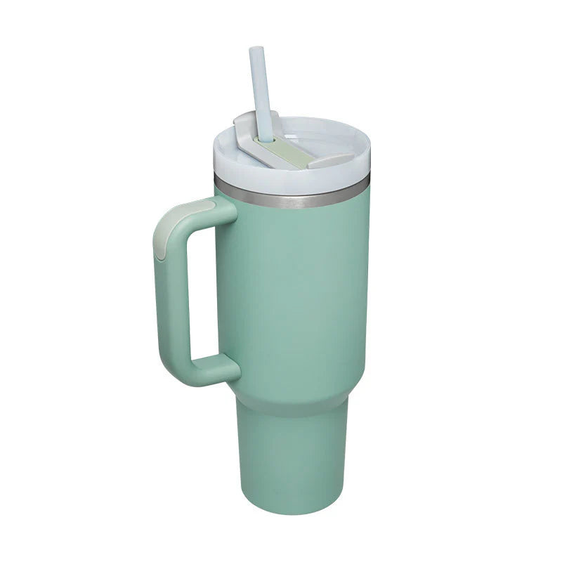 Stay Hydrated in Style: 40 Oz Insulated Stainless Steel Tumbler with Handle and Straw - Spill-Proof Vacuum Coffee Cup