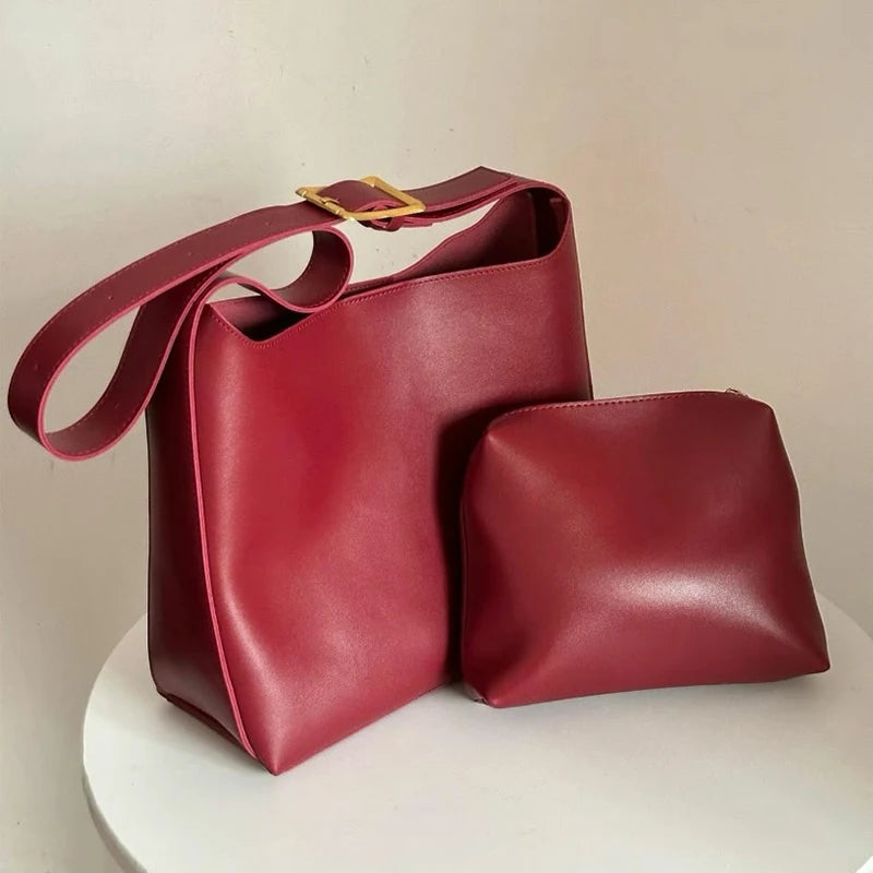 All-Match Women's Shoulder Bag - Minimalist PU Leather Crossbody Handbag for Work