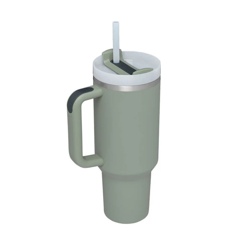 Stay Hydrated in Style: 40 Oz Insulated Stainless Steel Tumbler with Handle and Straw - Spill-Proof Vacuum Coffee Cup