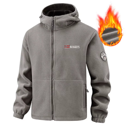 Men's High-Quality Hooded Fleece Jacket for Autumn and Winter - Windproof Tactical Zip Coat for Outdoor Sports