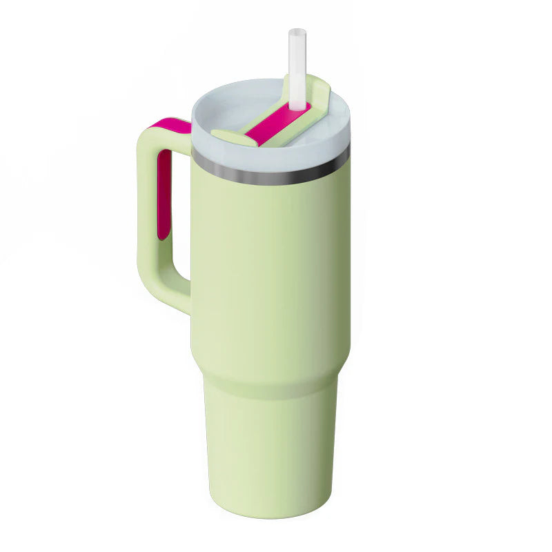Stay Hydrated in Style: 40 Oz Insulated Stainless Steel Tumbler with Handle and Straw - Spill-Proof Vacuum Coffee Cup