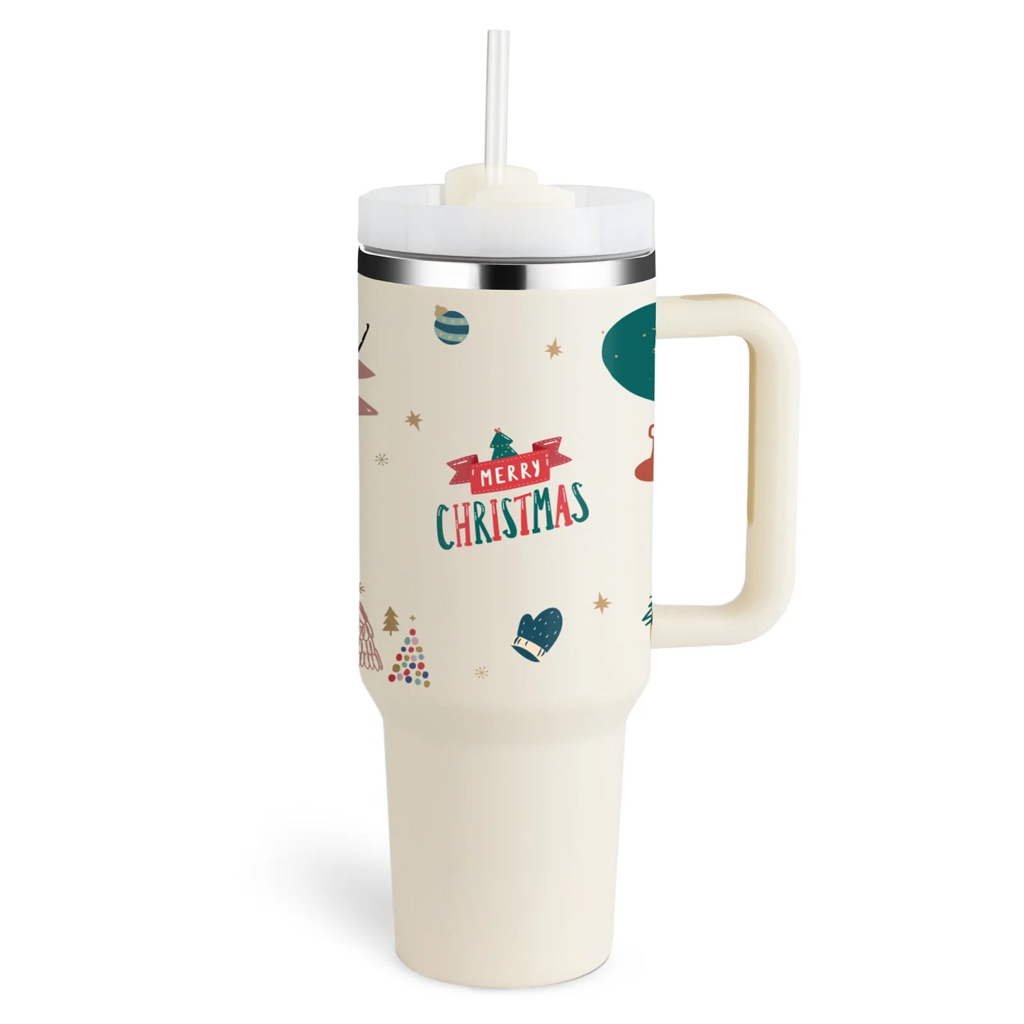 Stay Hydrated in Style: 40 Oz Insulated Stainless Steel Tumbler with Handle and Straw - Spill-Proof Vacuum Coffee Cup