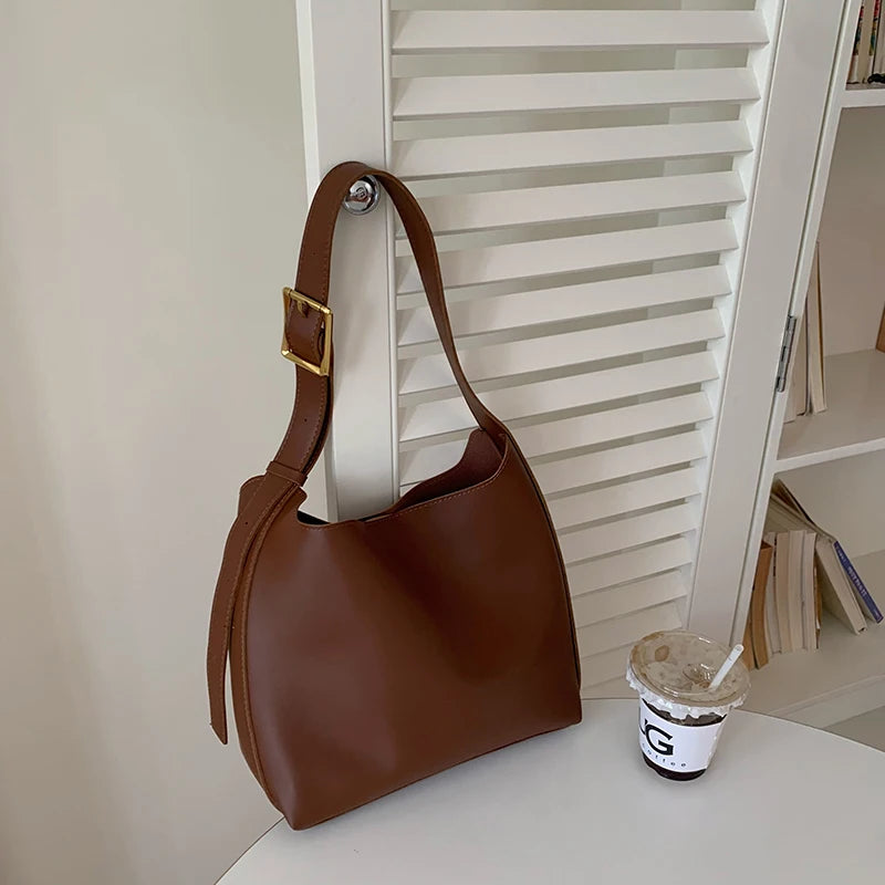 All-Match Women's Shoulder Bag - Minimalist PU Leather Crossbody Handbag for Work