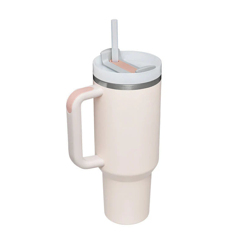Stay Hydrated in Style: 40 Oz Insulated Stainless Steel Tumbler with Handle and Straw - Spill-Proof Vacuum Coffee Cup