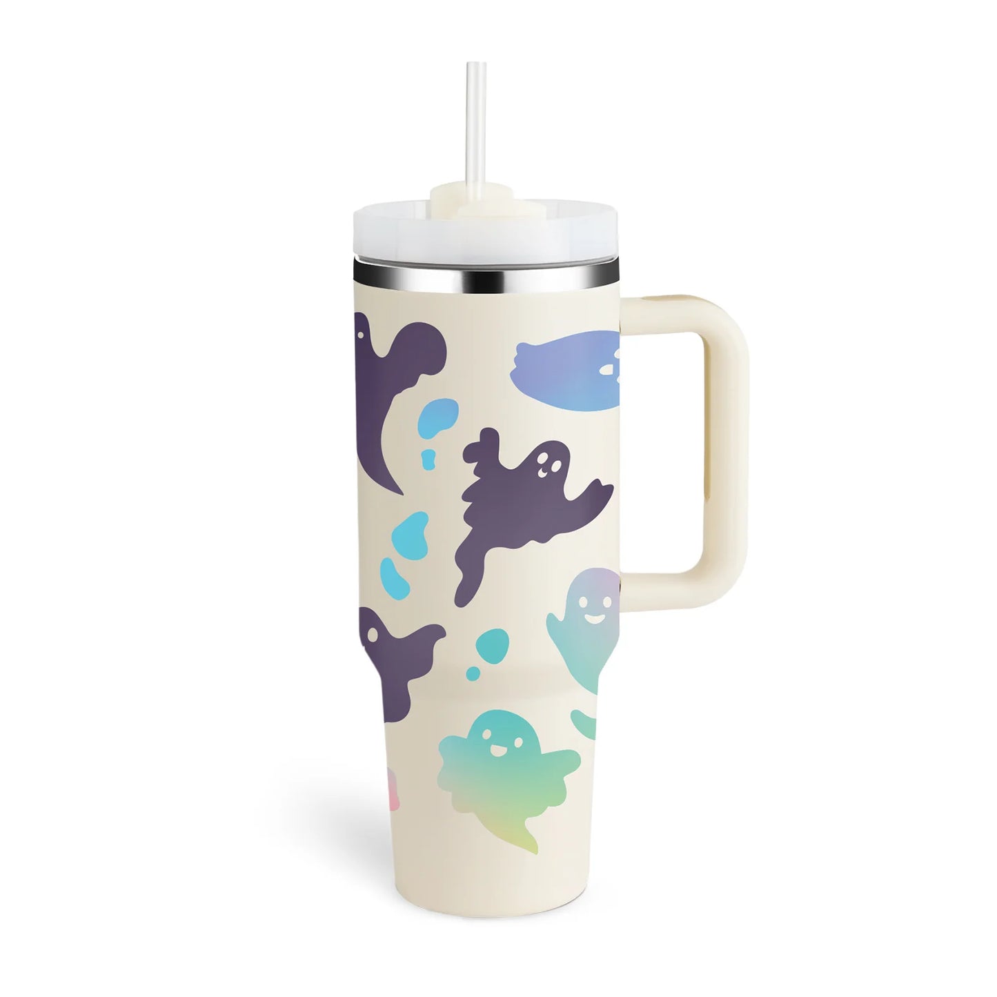 Stay Hydrated in Style: 40 Oz Insulated Stainless Steel Tumbler with Handle and Straw - Spill-Proof Vacuum Coffee Cup