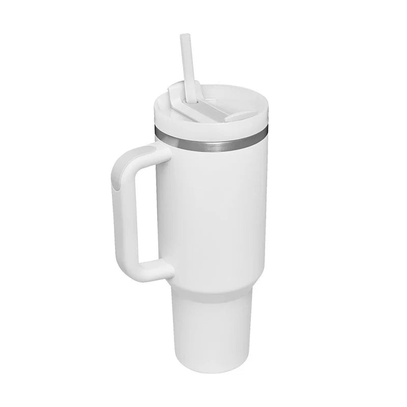 Stay Hydrated in Style: 40 Oz Insulated Stainless Steel Tumbler with Handle and Straw - Spill-Proof Vacuum Coffee Cup
