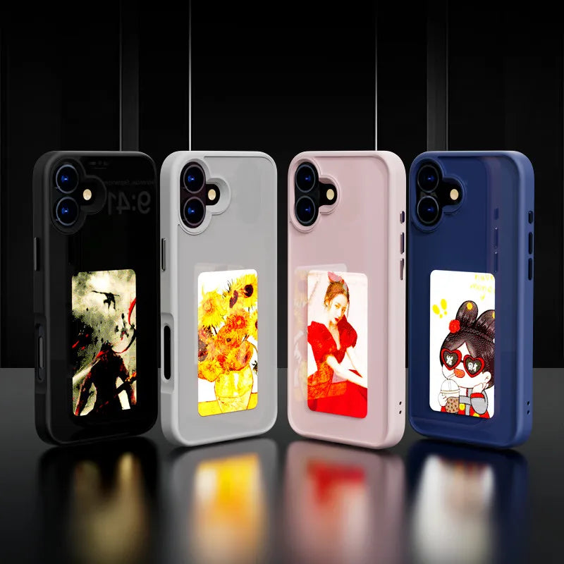 Smartphone Cases with NFC Functionality for iPhone 13, 15, and 16 Pro Max - E Ink Screen for DIY Wireless Transmission and Screen Projection