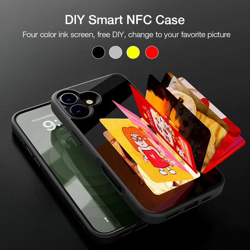 Smartphone Cases with NFC Functionality for iPhone 13, 15, and 16 Pro Max - E Ink Screen for DIY Wireless Transmission and Screen Projection