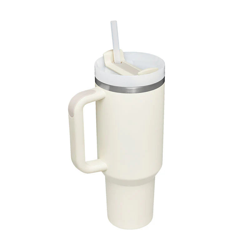 Stay Hydrated in Style: 40 Oz Insulated Stainless Steel Tumbler with Handle and Straw - Spill-Proof Vacuum Coffee Cup