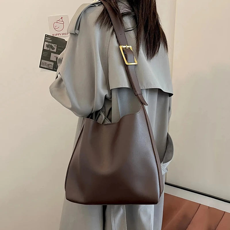 All-Match Women's Shoulder Bag - Minimalist PU Leather Crossbody Handbag for Work