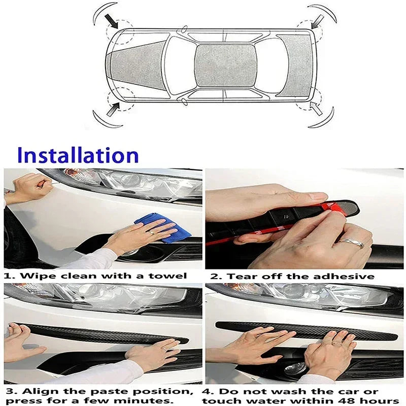 2/4PCS Car Universal Front and Rear Bumper Protector Rubber Bumper Cover Protective Lip Strip Bumper Decoration Strip