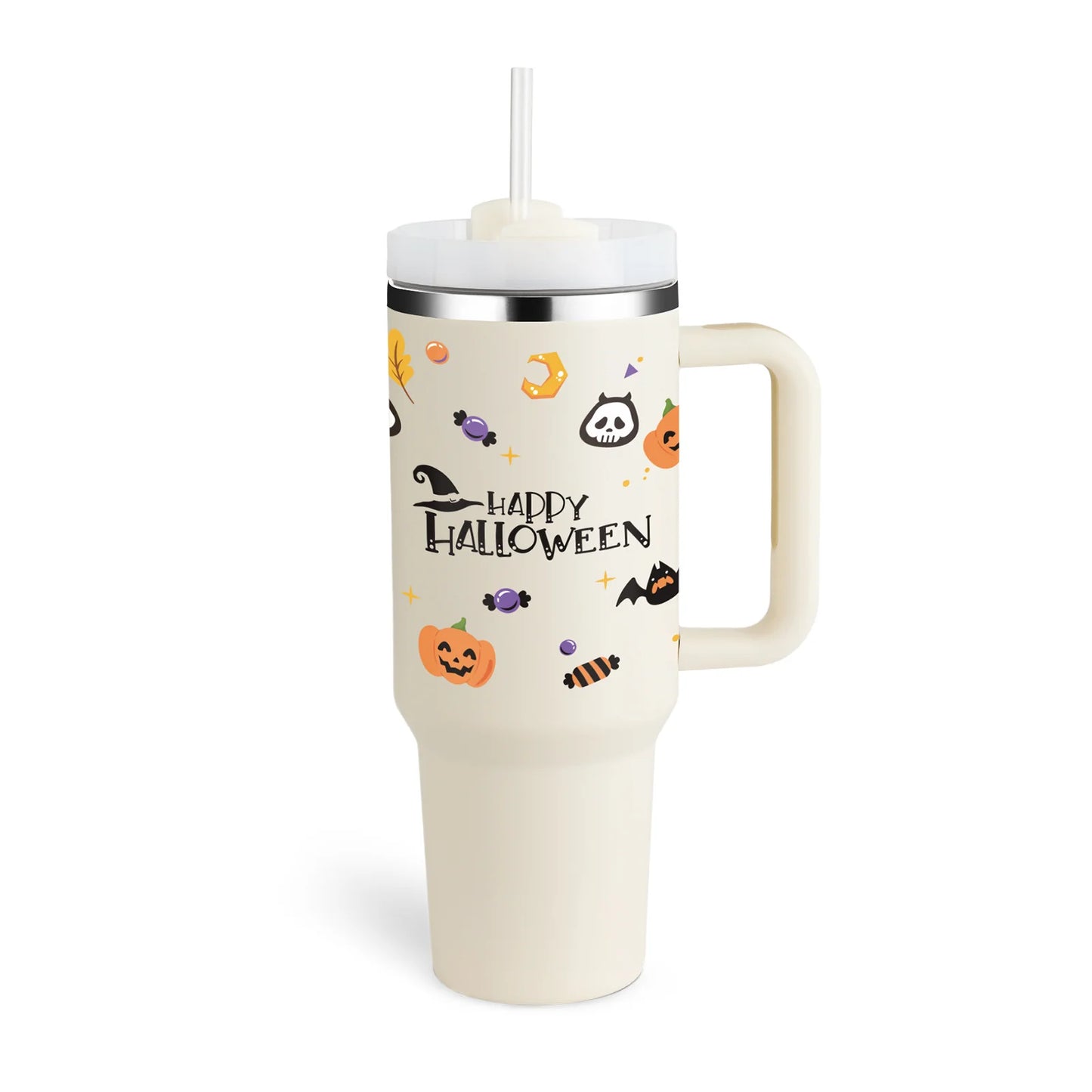 Stay Hydrated in Style: 40 Oz Insulated Stainless Steel Tumbler with Handle and Straw - Spill-Proof Vacuum Coffee Cup