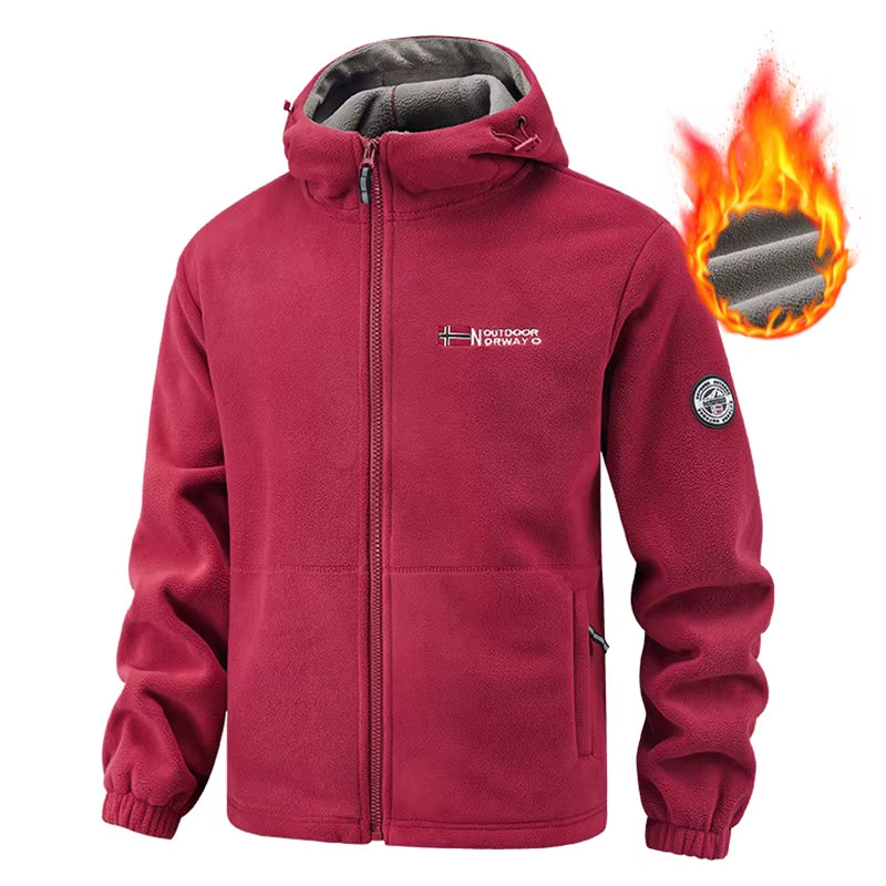 Men's High-Quality Hooded Fleece Jacket for Autumn and Winter - Windproof Tactical Zip Coat for Outdoor Sports
