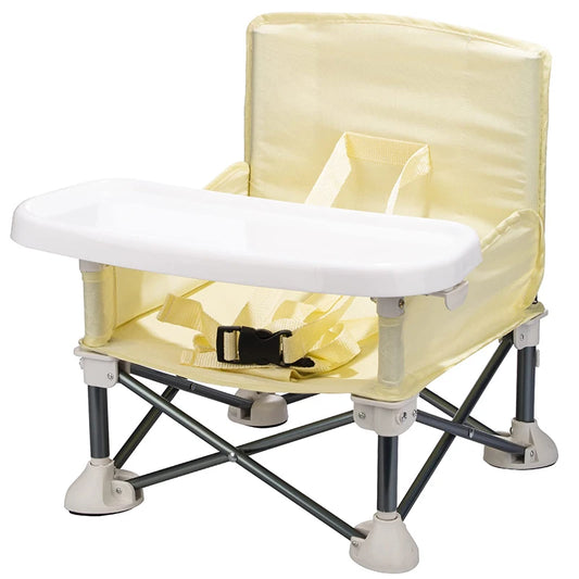 Portable Foldable Baby Dining Chair with Safety Belt and Plate - Ideal for Camping and Beach Use