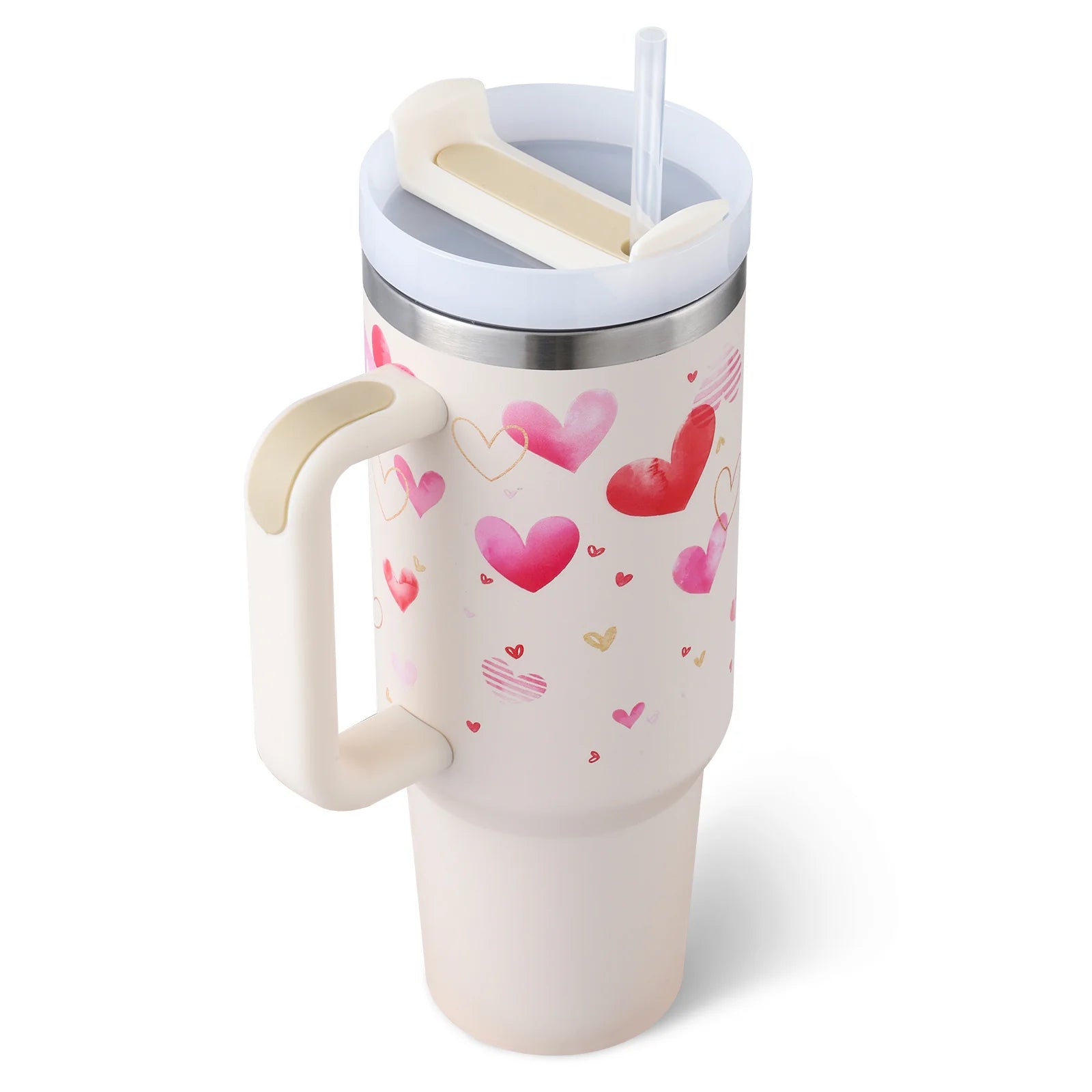Stay Hydrated in Style: 40 Oz Insulated Stainless Steel Tumbler with Handle and Straw - Spill-Proof Vacuum Coffee Cup