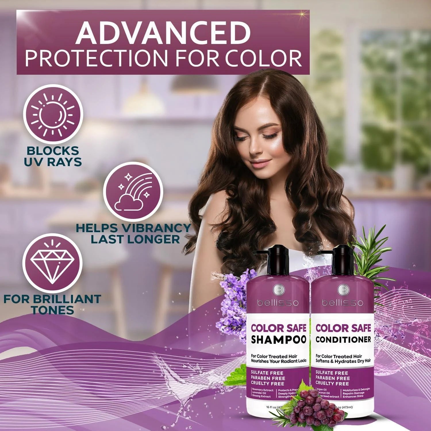 Color Safe Shampoo and Conditioner Set for Protecting Dyed and Treated Hair