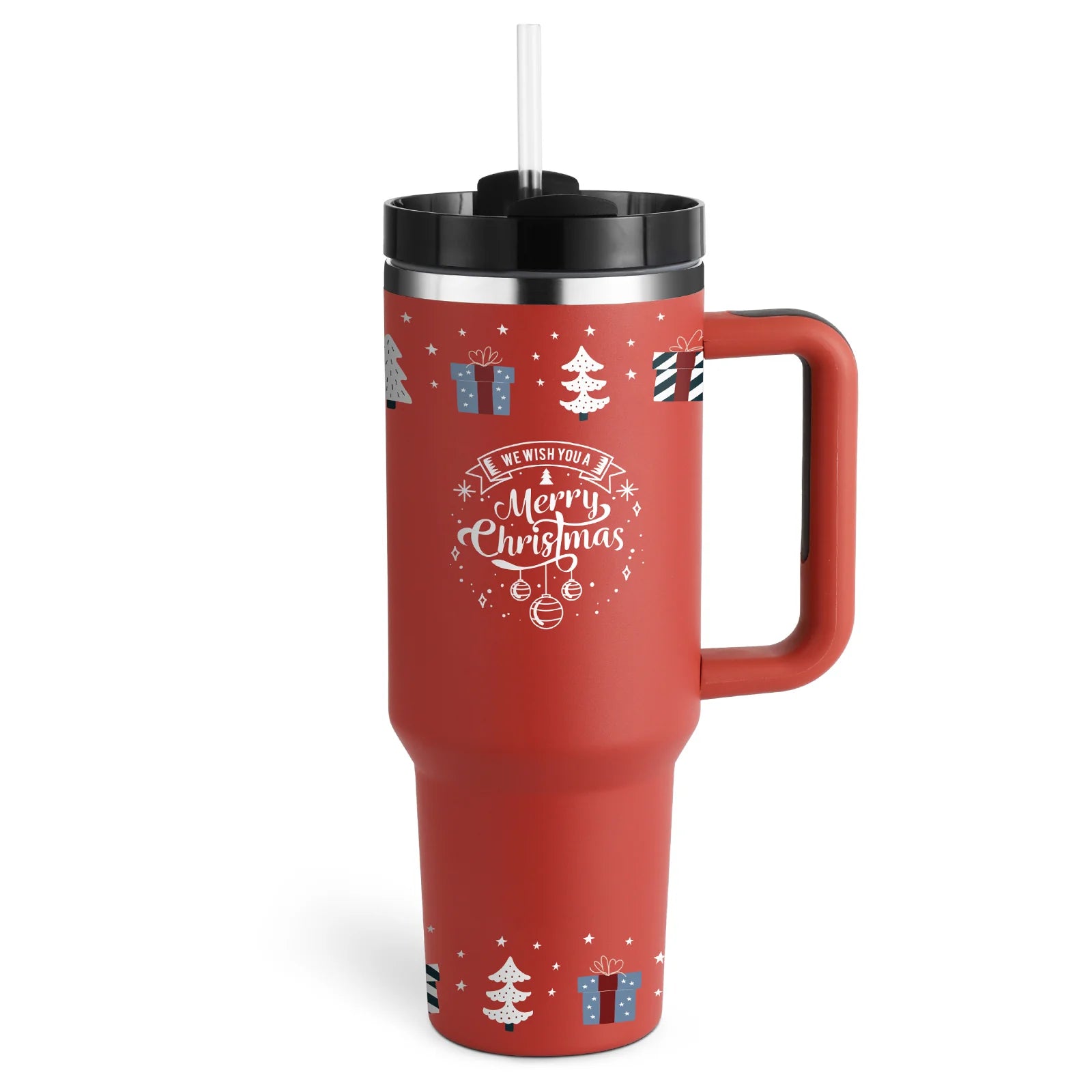 Stay Hydrated in Style: 40 Oz Insulated Stainless Steel Tumbler with Handle and Straw - Spill-Proof Vacuum Coffee Cup