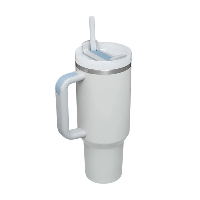 Stay Hydrated in Style: 40 Oz Insulated Stainless Steel Tumbler with Handle and Straw - Spill-Proof Vacuum Coffee Cup