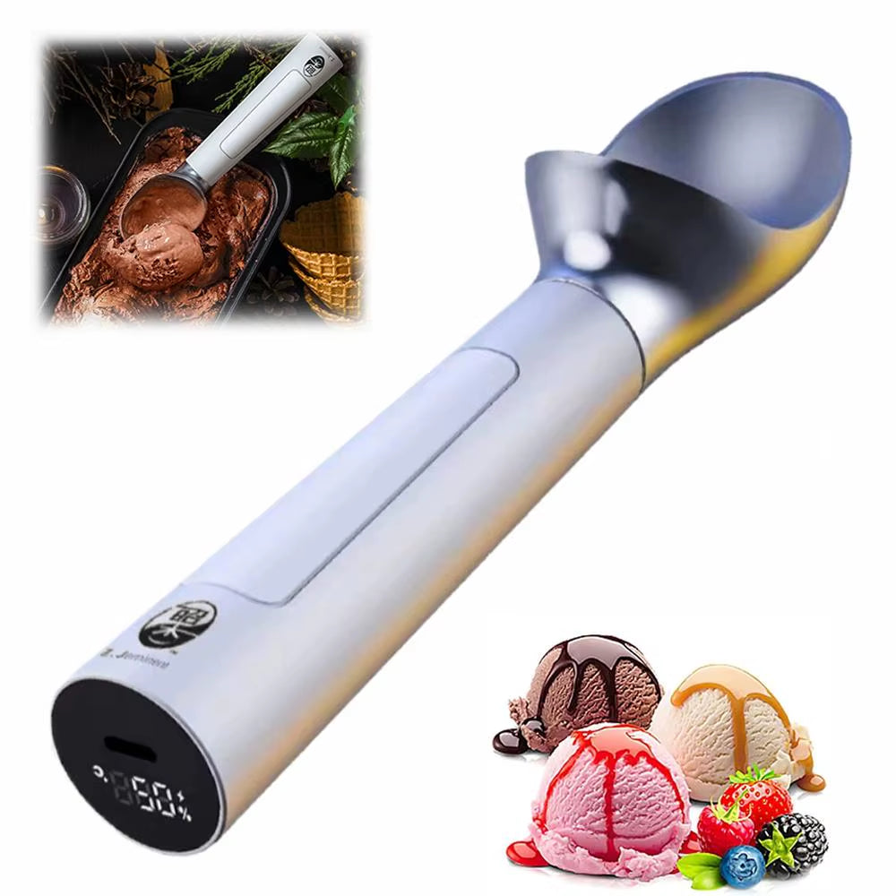 Heated Electric Ice Cream Scoop with LED Display - Rechargeable and Effortless Scooping, Ideal Gift for Ice Cream Enthusiasts
